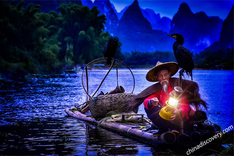 Fishing Lights on Li River Guilin Photography - Li River