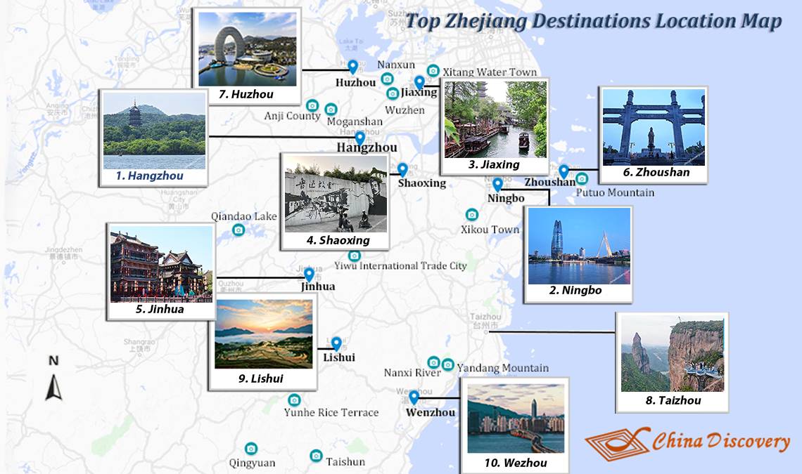 Zhejiang Destinations - Map